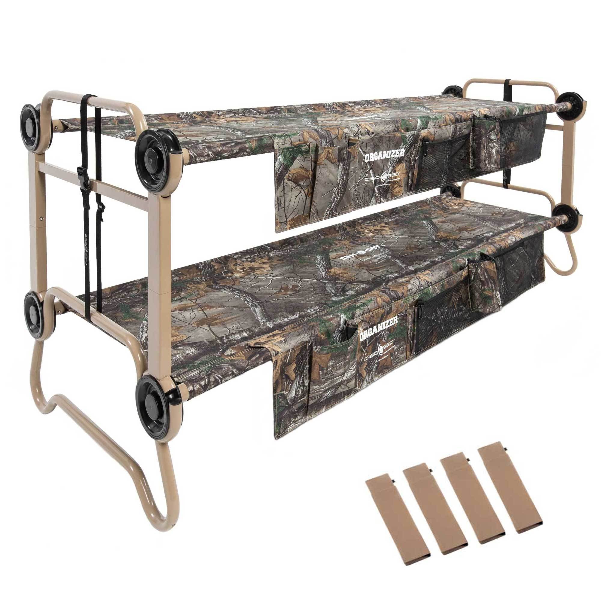 Disc-O-Bed Large Real Tree Cam-O-Bunk Cot w/ Organizers + 7 Inch Leg Extensions