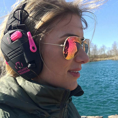 Walker's Razor Slim Shooter Electronic Folding Hearing Protection Earmuff, Pink