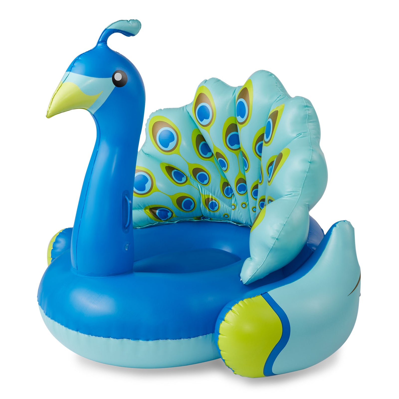 Swimline 90705 Inflatable Peacock Giant Swimming Pool Float with Backrest, Blue - VMInnovations