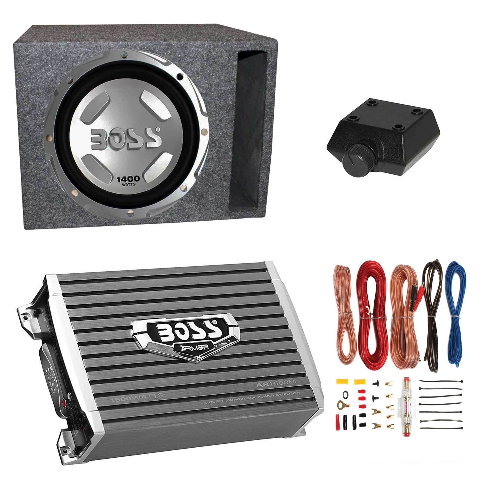 Boss Audio 12" 1400W Subwoofer, 1500W Amplifier w Amp Kit & QPower 12" Enclosure - VMInnovations
