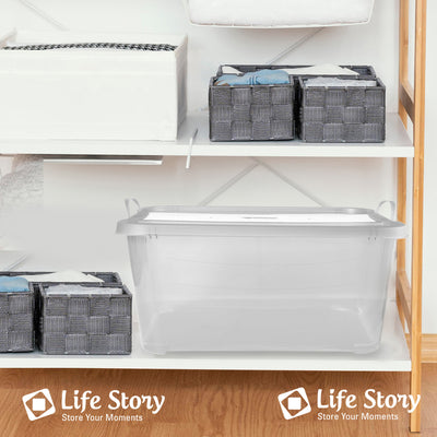 Life Story 55 Quart Stackable Storage Bin, Light Duty Container, Clear, 6 Pack - VMInnovations