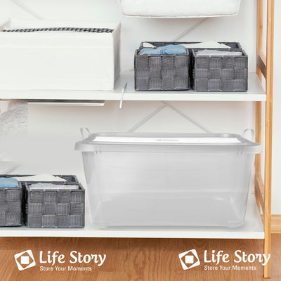 Life Story 55 Quart Stackable Storage Bin, Light Duty Container, Clear, 12 Pack - VMInnovations