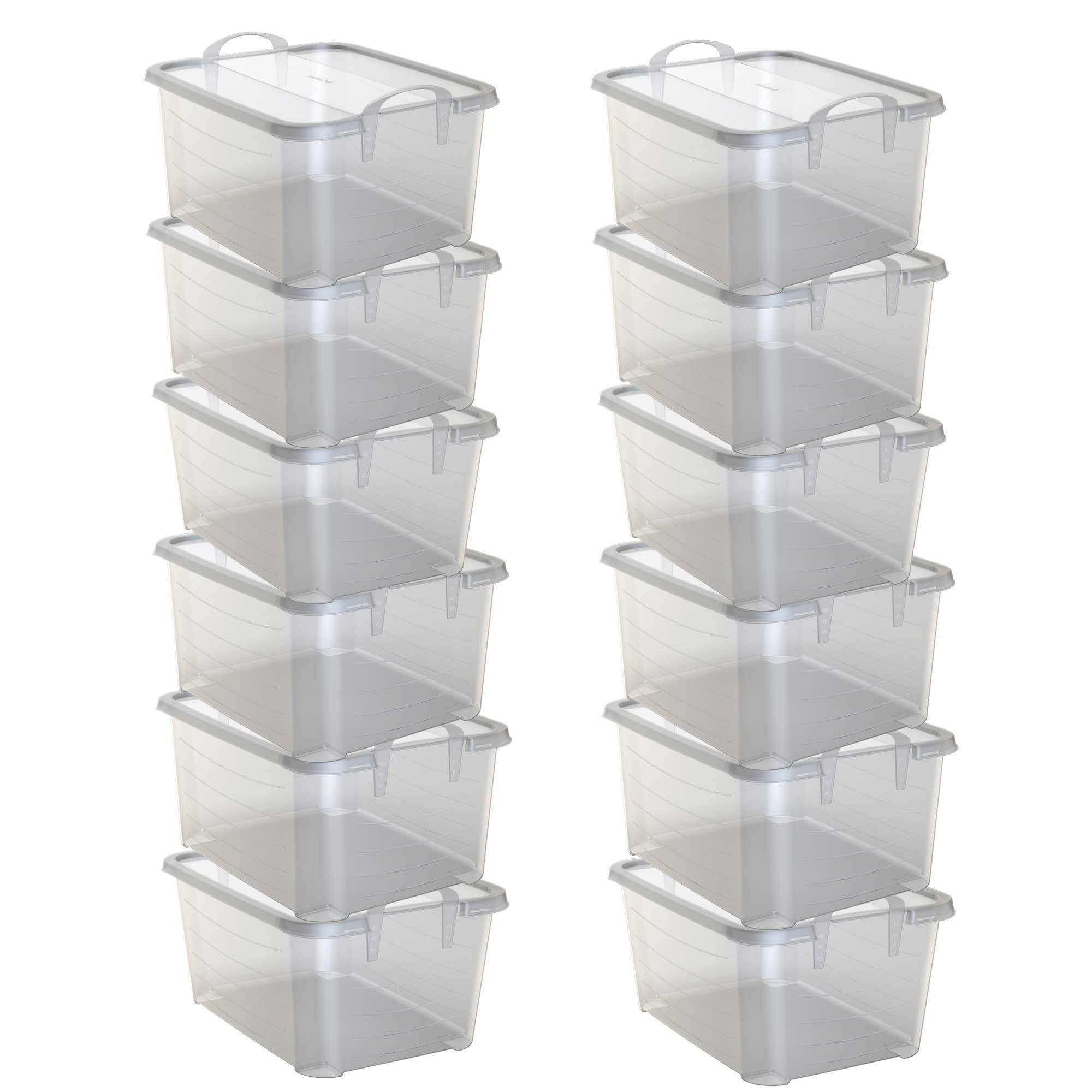 Life Story 55 Quart Stackable Storage Bin, Light Duty Container, Clear, 12 Pack - VMInnovations
