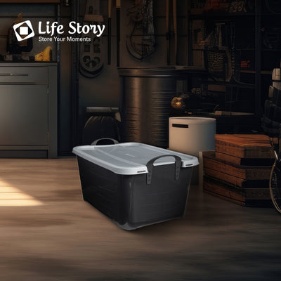 Life Story Black Stackable Storage Box 55 Quart Containers, (6 Pack) (Open Box)