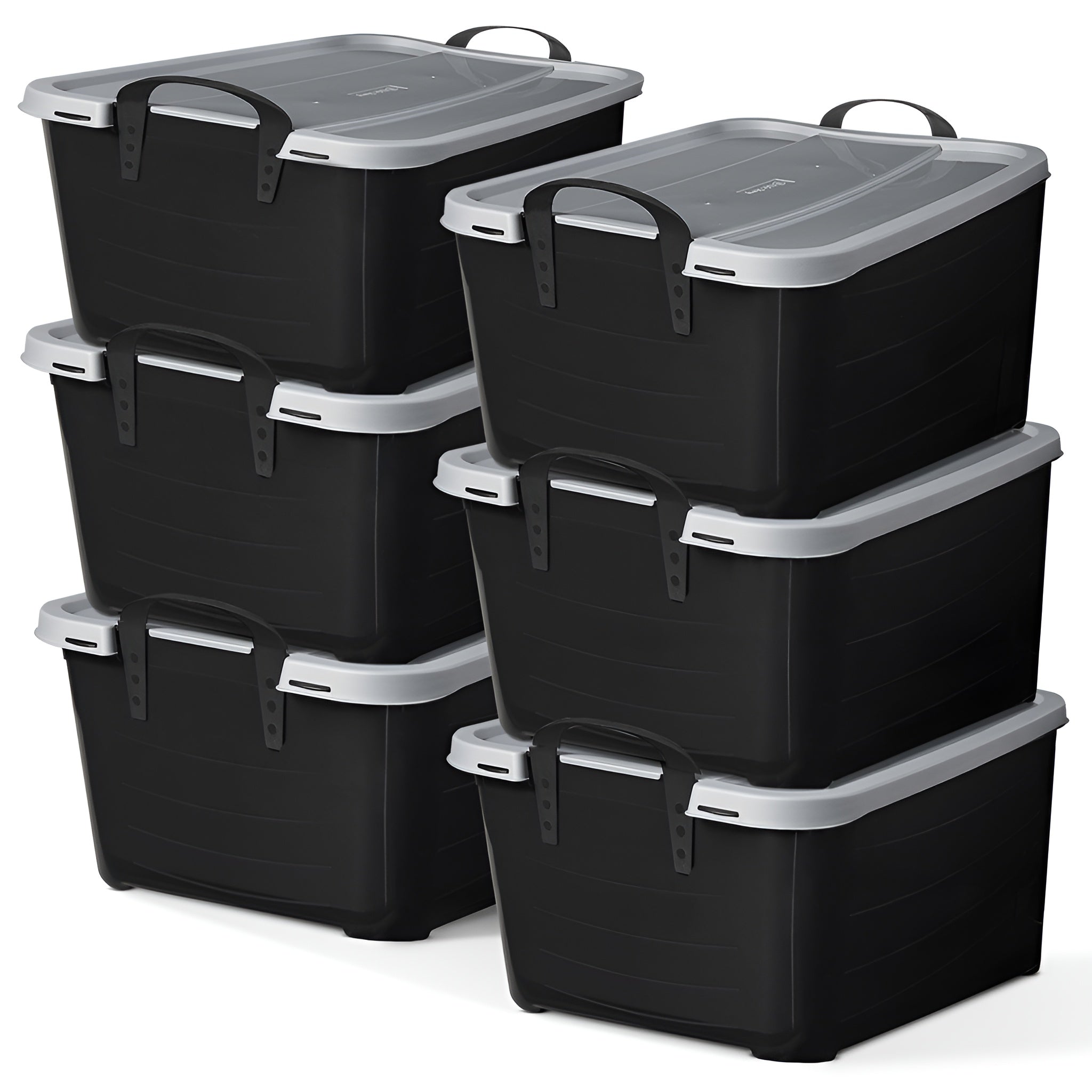 Life Story Black Stackable Storage Box 55 Quart Containers, (6 Pack) (Open Box)