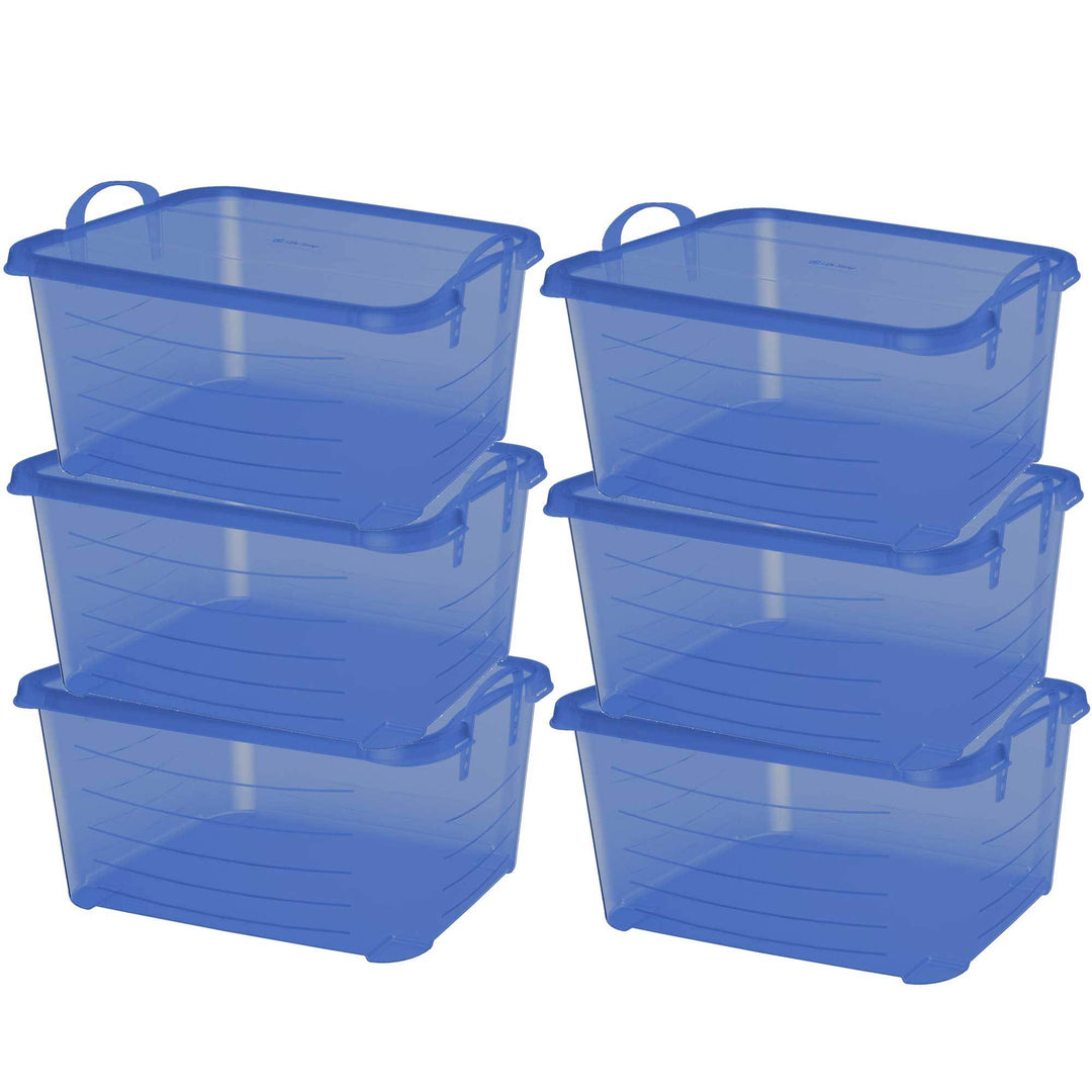 Life Story Blue 55 Quart Stackable Closet Storage Box Containers Totes (6 Pack)