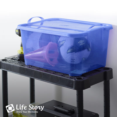 Life Story Blue 55 Quart Stackable Closet Storage Box Containers Totes (12 Pack) - VMInnovations
