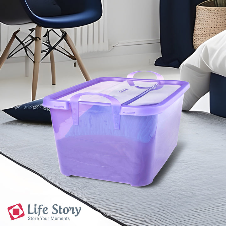 Life Story 55 Quart Stackable Storage Bin, Light Duty Container, Purple, 6 Pack