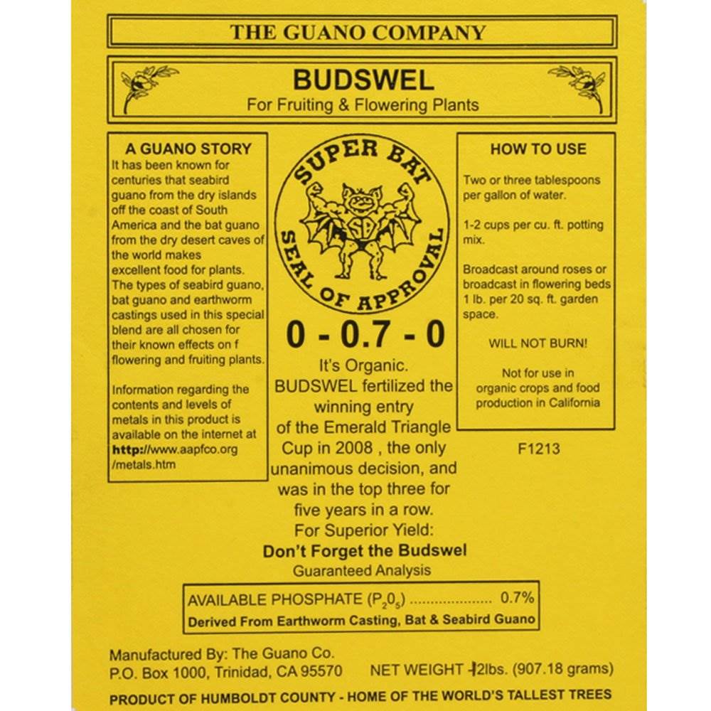 Hydrofarm GUBS128 Super Bat Budswel Organic Hydroponic Soil Nutrient, 1 Gallon