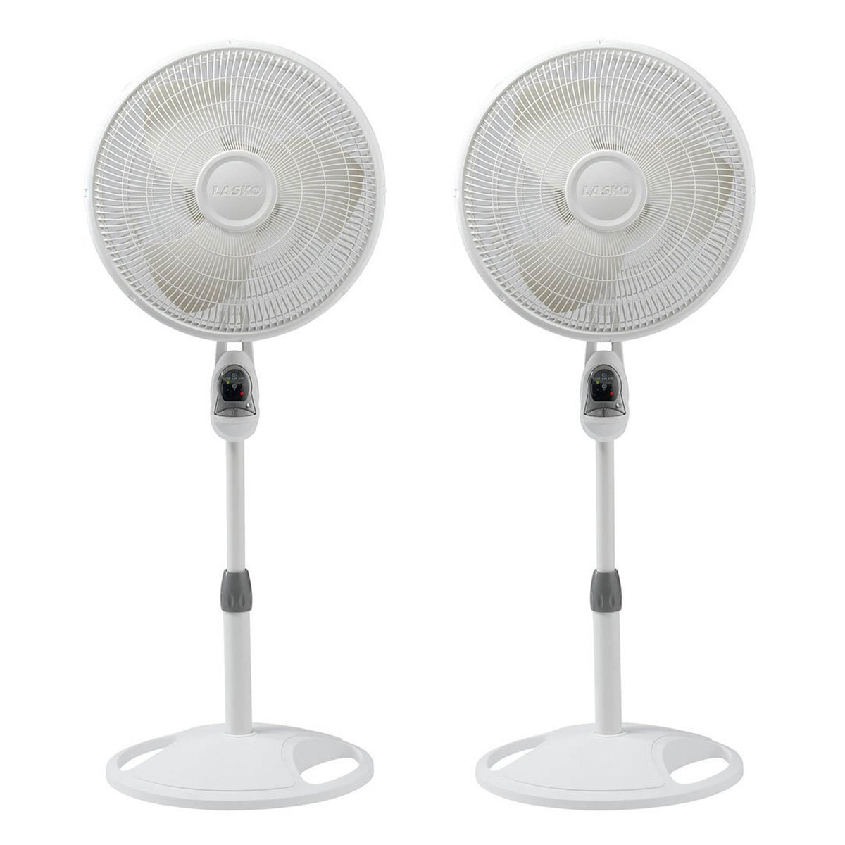 Lasko 16" Remote Control Oscillating 3 Speed Standing Floor Fan, White (2 Pack)