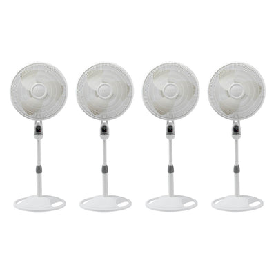 Lasko 16" Remote Control Oscillating 3 Speed Standing Floor Fan, White (4 Pack)