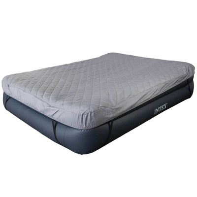 Intex Queen Raised Pillow Air Mattress w/ Built-In Electric Pump + Airbed Cover