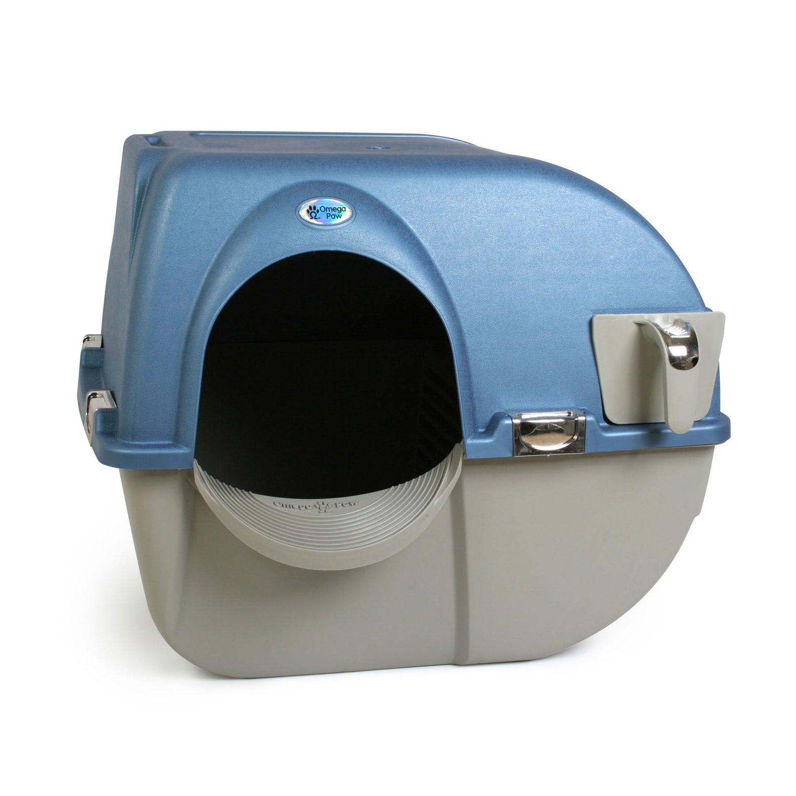 Omega Paw PR-RA15-1 Roll 'N Clean Self Cleaning Litter Box, Regular, Pearl Blue - VMInnovations
