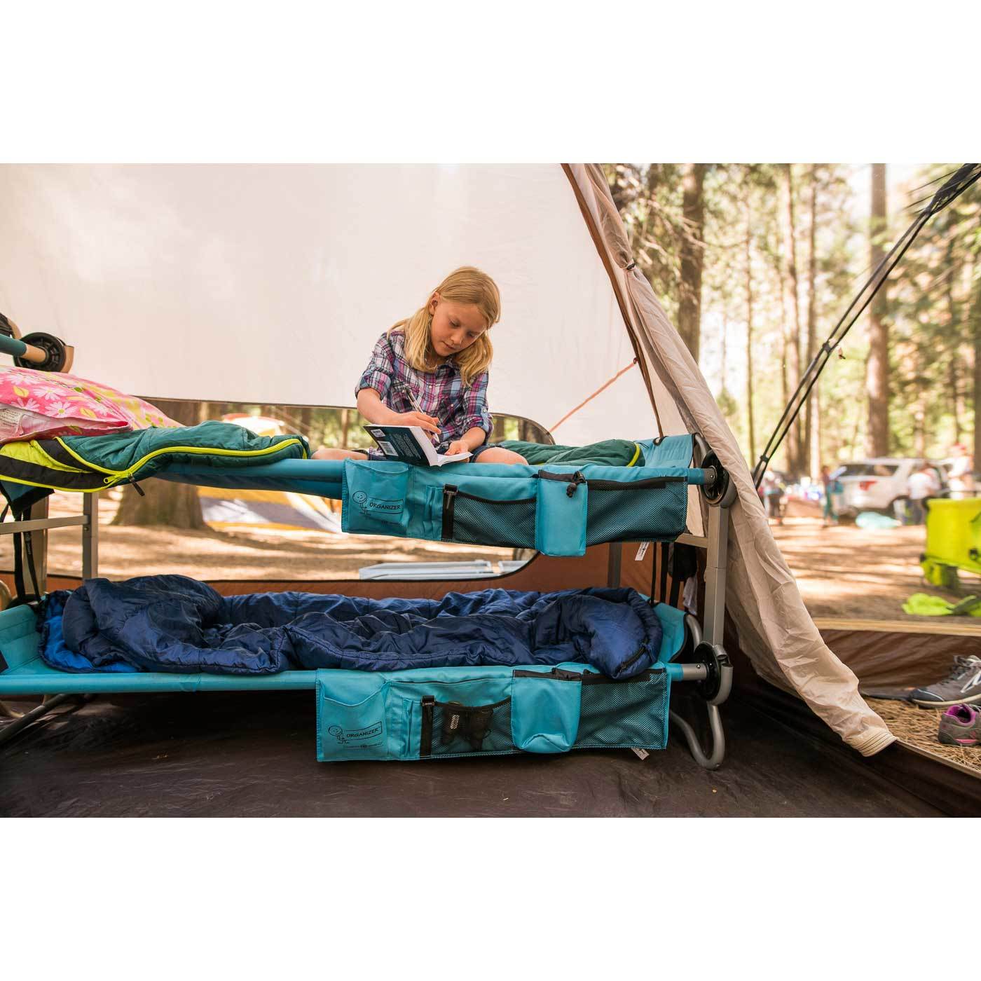 Disc-O-Bed Youth Kid-O-Bunk Benchable Camping Cots, Green & Blue (2 Cots) - VMInnovations