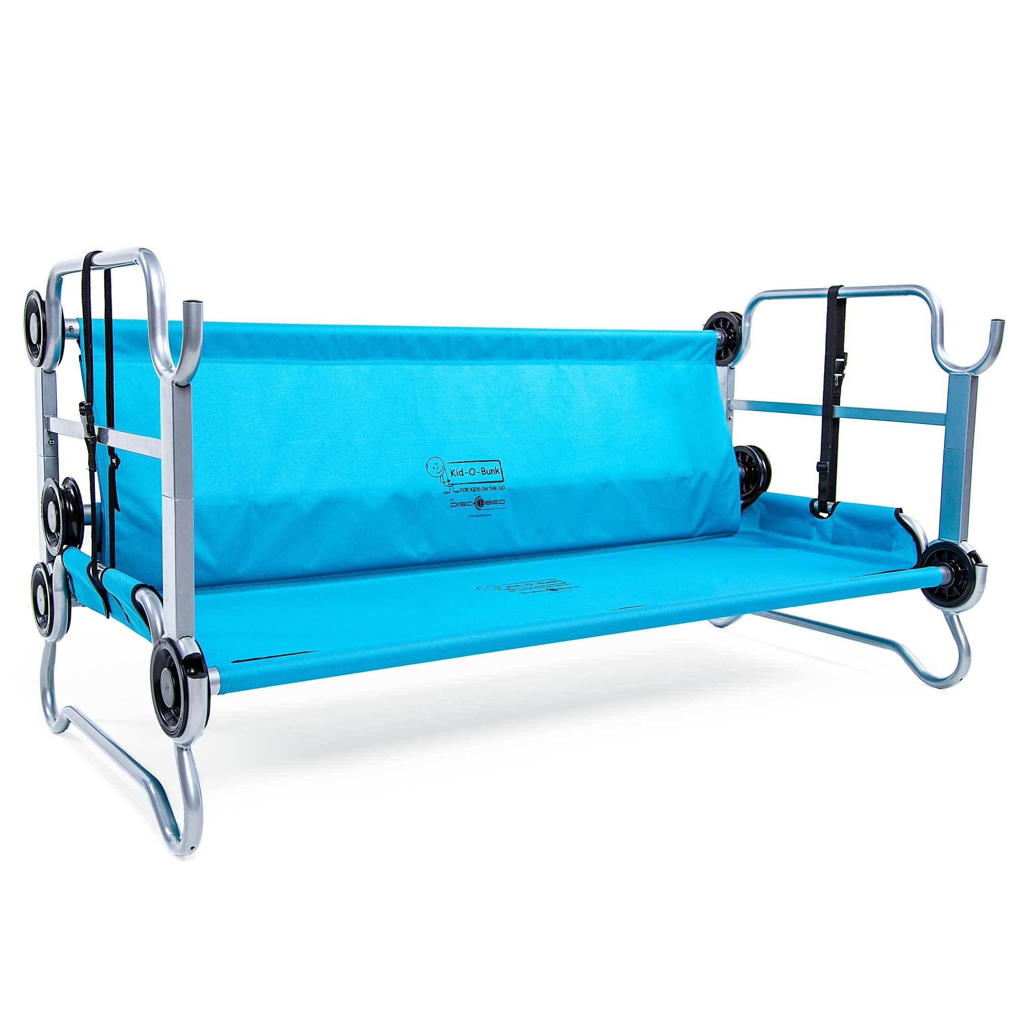 Disc-O-Bed Youth Kid-O-Bunk Benchable Camping Cots, Green & Blue (2 Cots) - VMInnovations