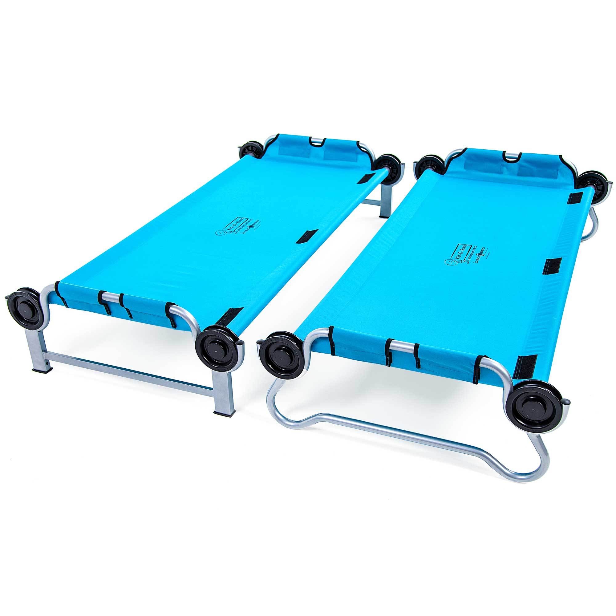 Disc-O-Bed Youth Kid-O-Bunk Benchable Camping Cots, Green & Blue (2 Cots) - VMInnovations