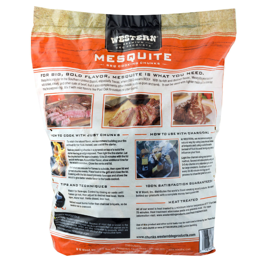 Western Premium BBQ Bagged Wood Cooking Chunks, Mesquite Flavor, .33 Cubic Feet - VMInnovations