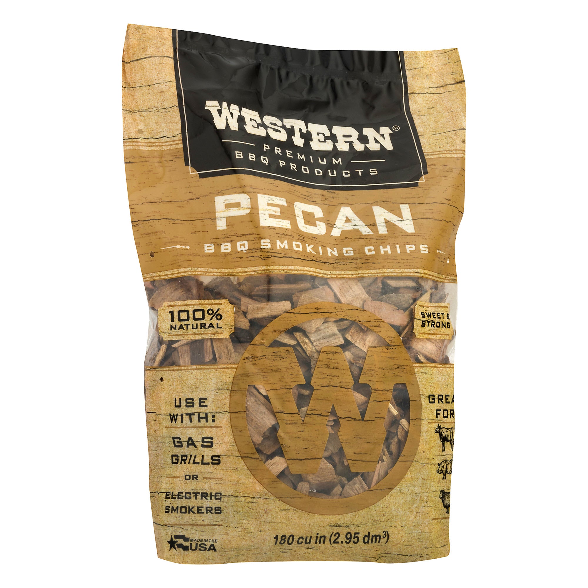 Western 180 cu in. Premium Pecan Wood BBQ Grill/Smoker Cooking Chips (4 Pack)