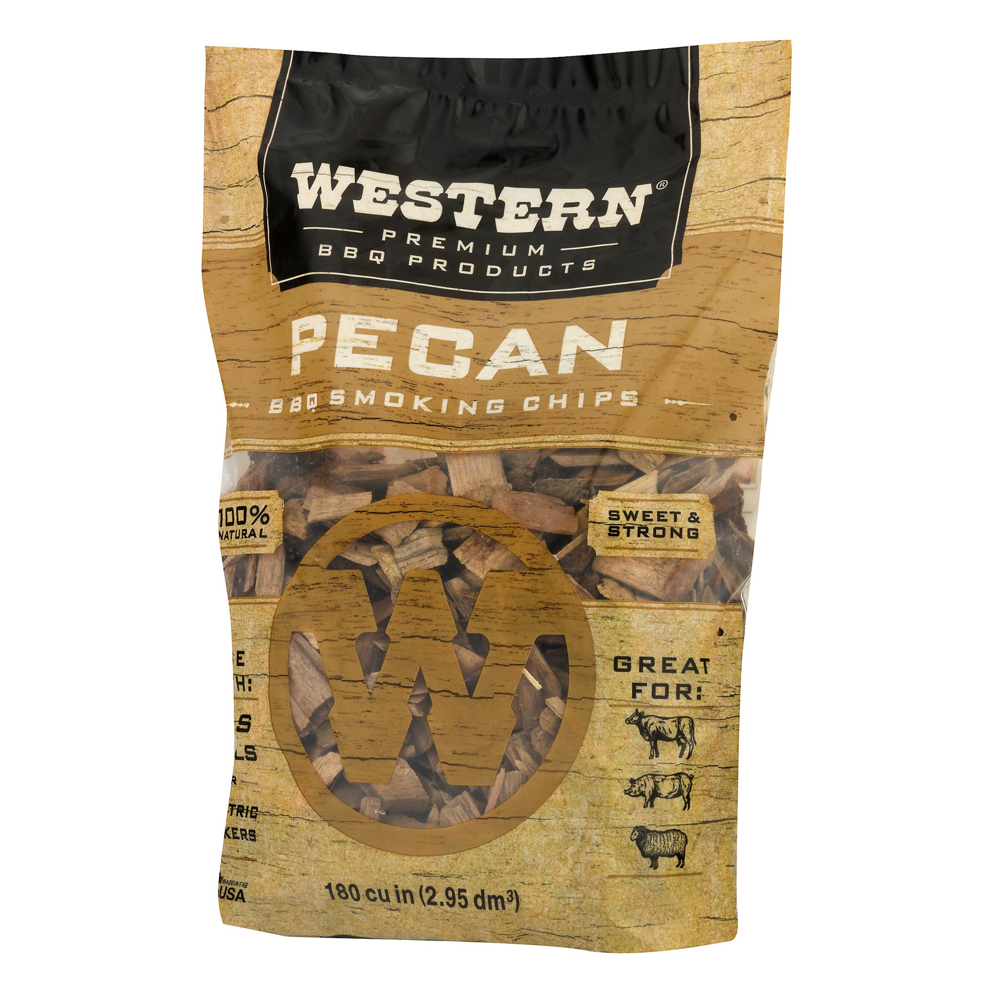 Western 180 cu in. Premium Pecan Wood BBQ Grill/Smoker Cooking Chips (4 Pack)