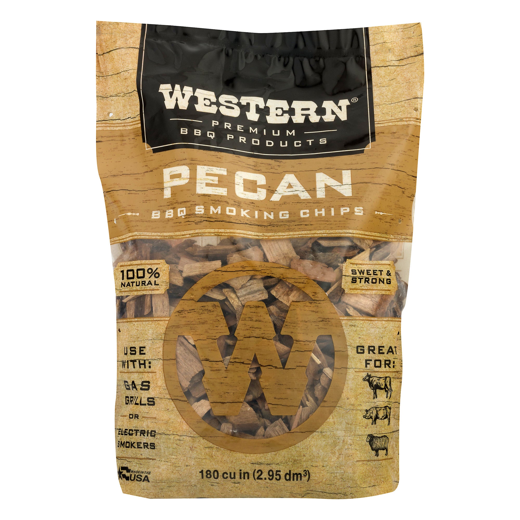 Western 180 cu in. Premium Pecan Wood BBQ Grill/Smoker Cooking Chips (6 Pack)