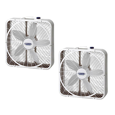 Lasko 3 Speed Weather Shield Performance 20" Box Fan w/ Handle, White (2 Pack)