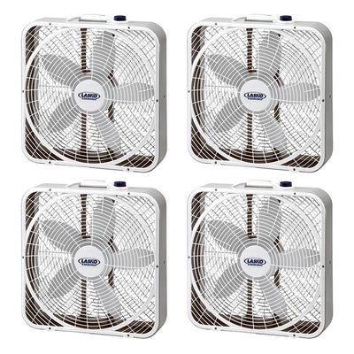 Lasko 3 Speed Weather Shield Performance 20" Box Fan w/ Handle, White (4 Pack)