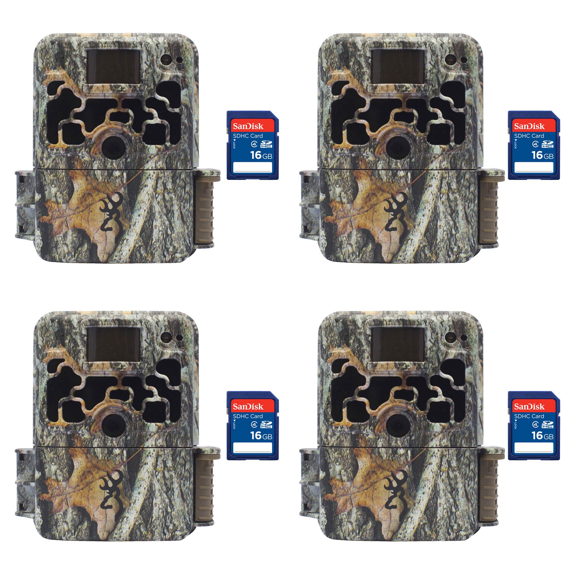 Browning Trail Cameras Dark Ops 940 16MP HD IR Game Camera, 4 Pack + SD Cards