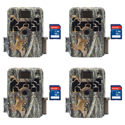 Browning Trail Cameras Dark Ops 940 16MP HD IR Game Camera, 4 Pack + SD Cards
