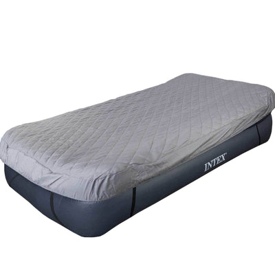 Intex Twin Raised Pillow Air Mattress with Built-In Electric Pump + Airbed Cover