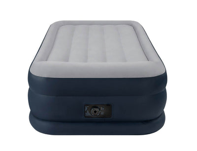 Intex Deluxe Twin Pillow Raised Soft Flocked Air Mattress w/ Pump + Airbed Cover
