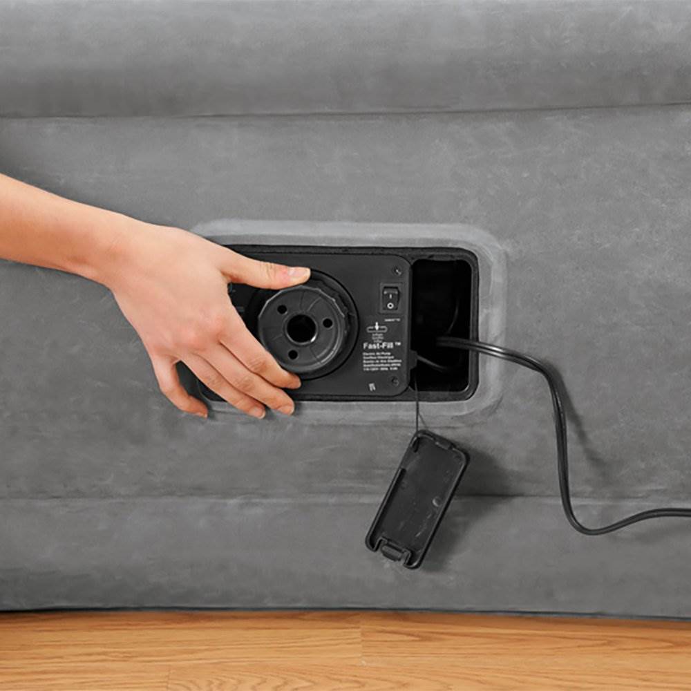 Intex Dura-Beam Elevated Comfort Twin Airbed with Built-In Pump + Airbed Cover