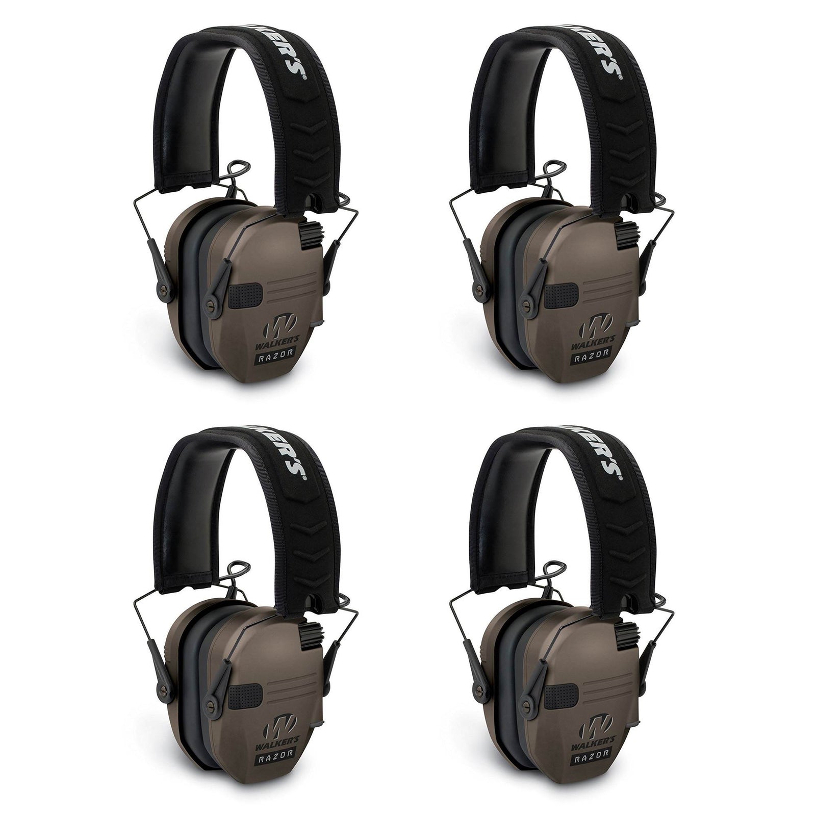 Walkers Razor Ear Protection Dark Earth Slim Shooter Folding Earmuffs, 4 Pack - VMInnovations