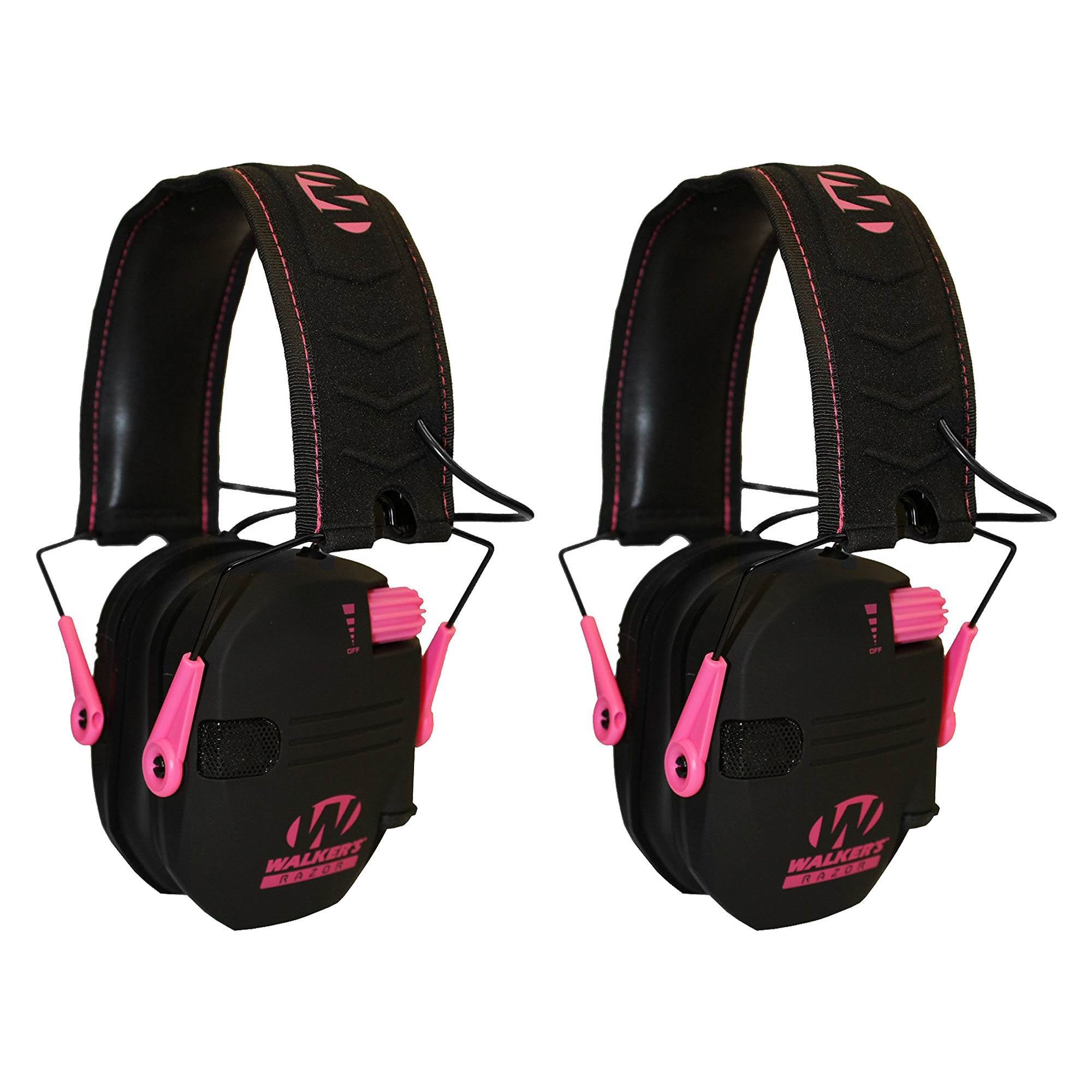 Walkers Razor Hearing Protection Pink Slim Shooter Folding Earmuffs, 2 Pack