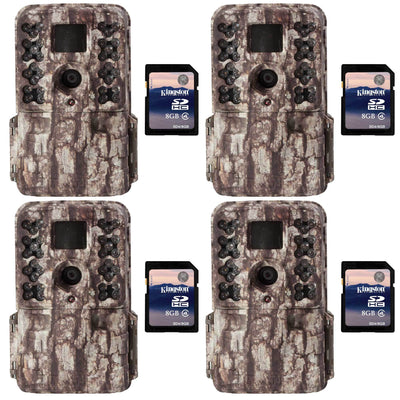 Moultrie M40 16MP 80' Video LowGlow IR Game Trail Cameras (4) + 8GB SD Cards (4)