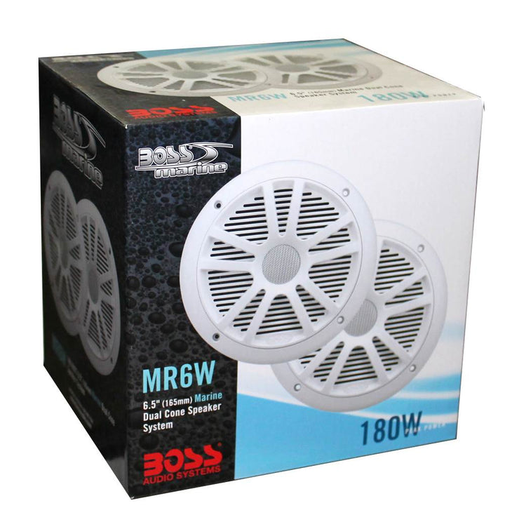 2) New Boss Audio MR6W 6.5" 180W Dual Cone Marine/Boat Speakers Stereo- White