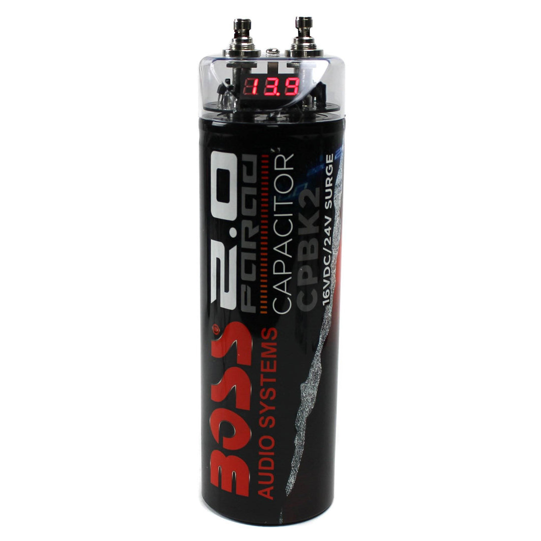 Boss CPBK2 2 Farad 20-Volt  Digital Voltage Car Audio Power Capacitor, LED Black - VMInnovations