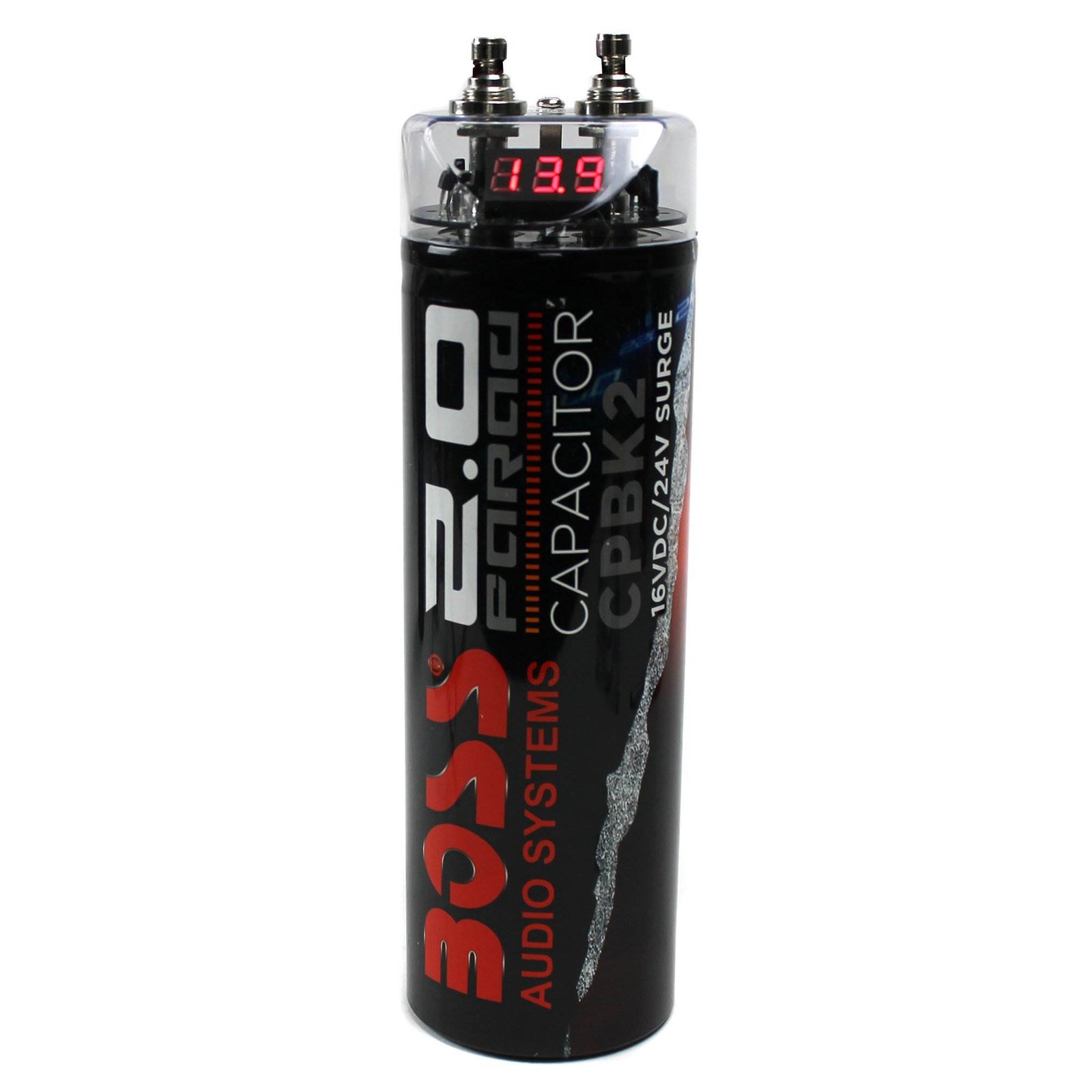 Boss CPBK2 2 Farad 20-Volt  Digital Voltage Car Audio Power Capacitor, LED Black - VMInnovations