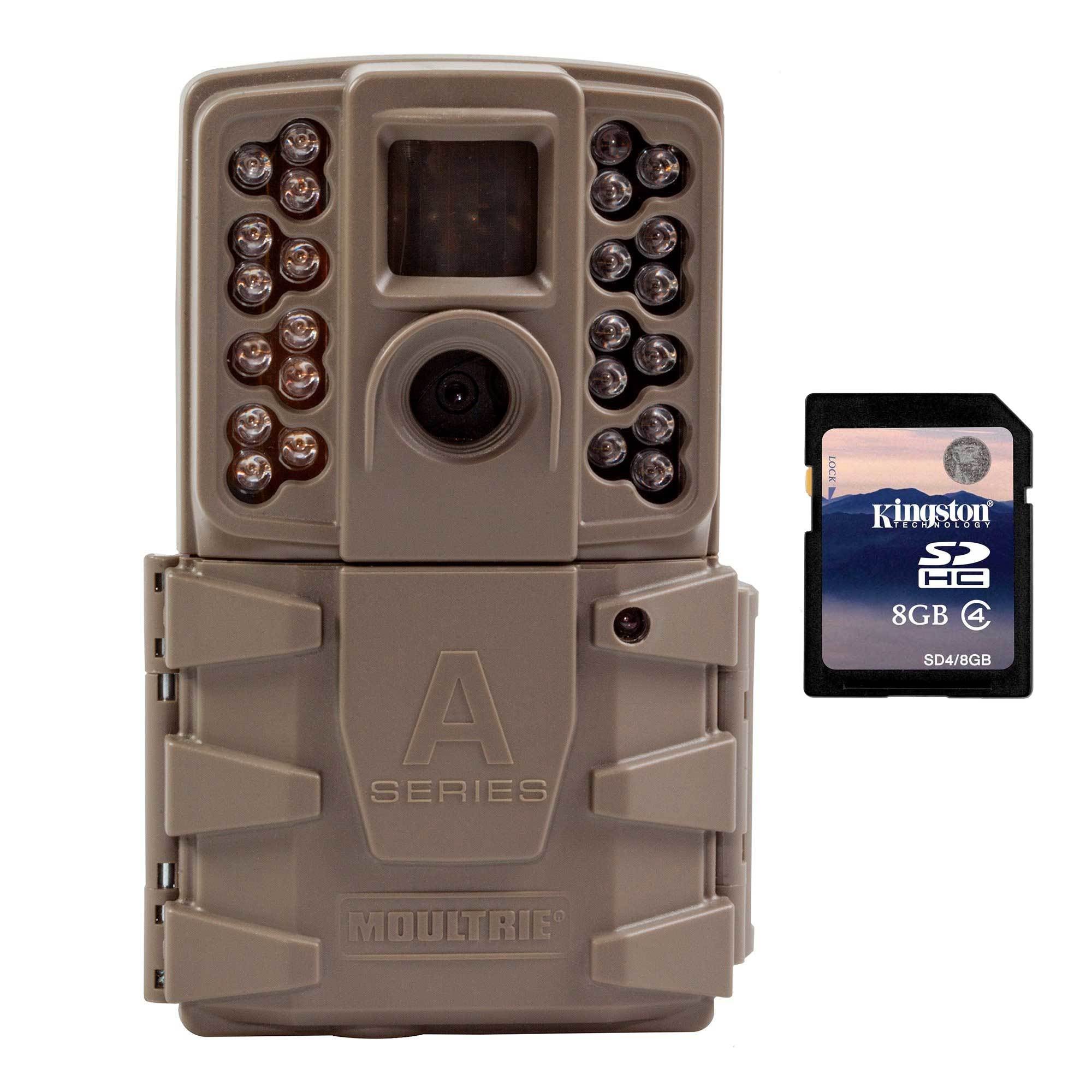 Moultrie A30 12MP 60' HD Video Low Glow Infrared Game Trail Camera + 8GB SD Card