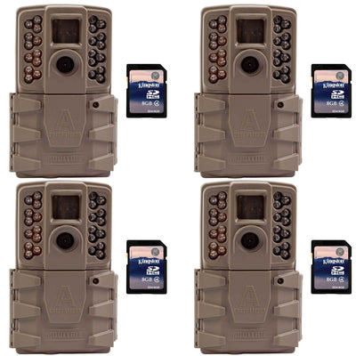 Moultrie A30 12MP 60' Video LowGlow IR Game Trail Camera + 8GB SD Card (4 Each)