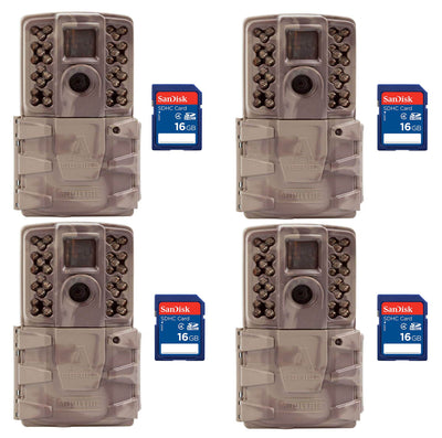 Moultrie A30i 12MP 60' Video No Glow Game Trail Camera, 4 Pack + 16GB SD Cards