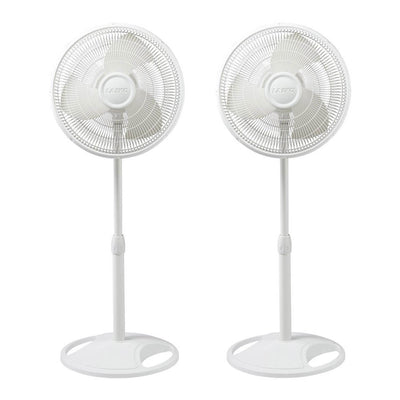 Lasko 16 Inch Oscillating Adjustable Tilting Pedestal Stand Fan, White (2 Pack) - VMInnovations
