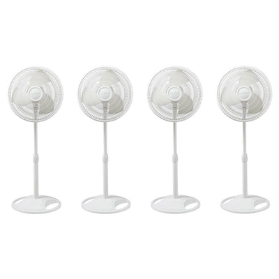 Lasko 16 Inch Oscillating Adjustable Tilting Pedestal Stand Fan, White (4 Pack)