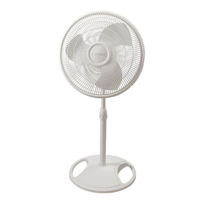 Lasko 16 Inch Oscillating Adjustable Tilting Pedestal Stand Fan, White (4 Pack)