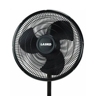 Lasko 16 Inch Oscillating 3 Speed Adjustable Pedestal Stand Fan, Black (2 Pack)
