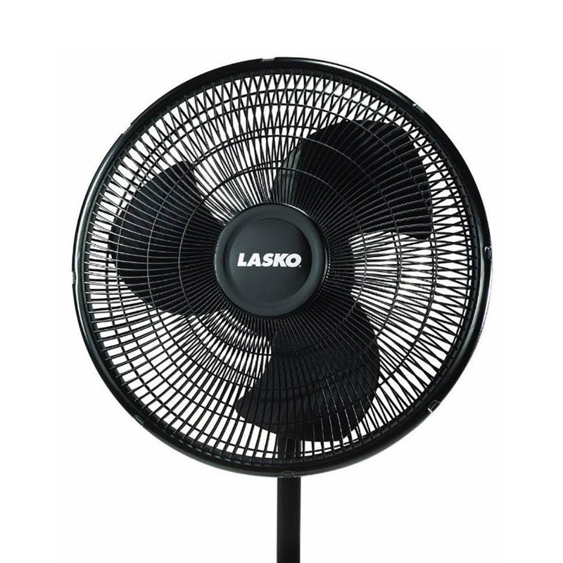Lasko 16 Inch Oscillating 3 Speed Adjustable Pedestal Stand Fan, Black (2 Pack)