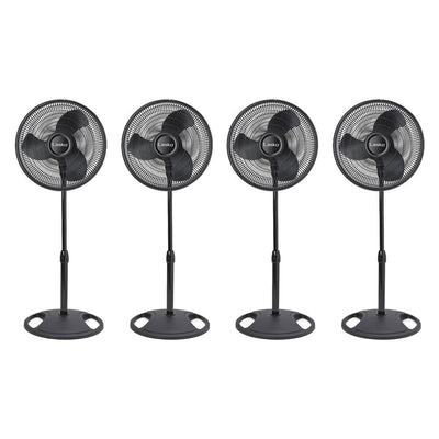 Lasko 16 Inch Oscillating 3 Speed Adjustable Pedestal Stand Fan, Black (4 Pack) - VMInnovations