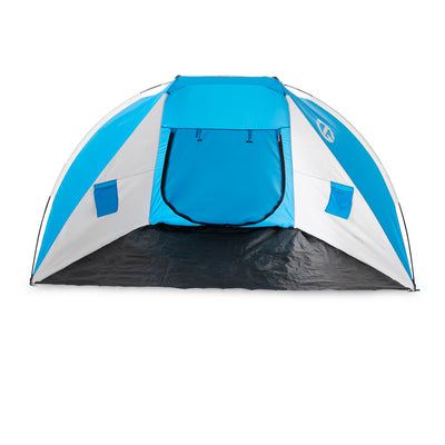 Tahoe Gear Cruz Bay Summer Sun Shelter and Beach Shade Tent Canopy, Blue & White - VMInnovations