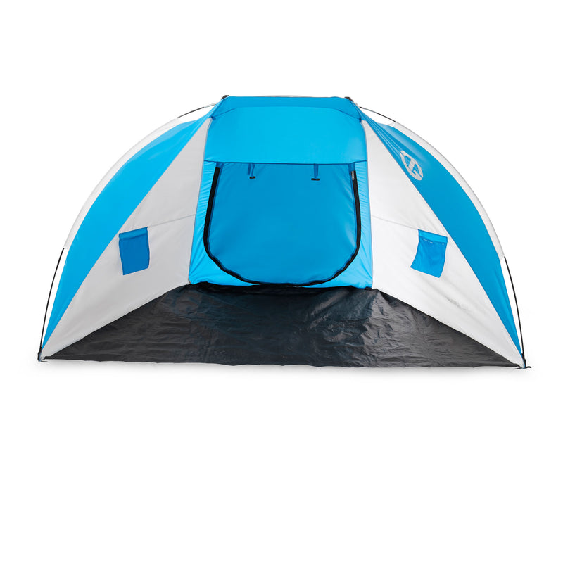 Tahoe Gear Cruz Bay Summer Sun Shelter and Beach Shade Tent Canopy, Blue & White - VMInnovations