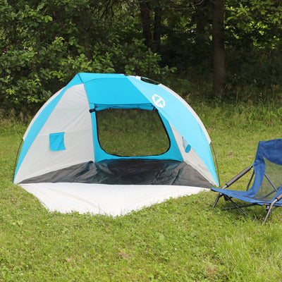 Tahoe Gear Cruz Bay Summer Sun Shelter and Beach Shade Tent Canopy, Blue & White - VMInnovations
