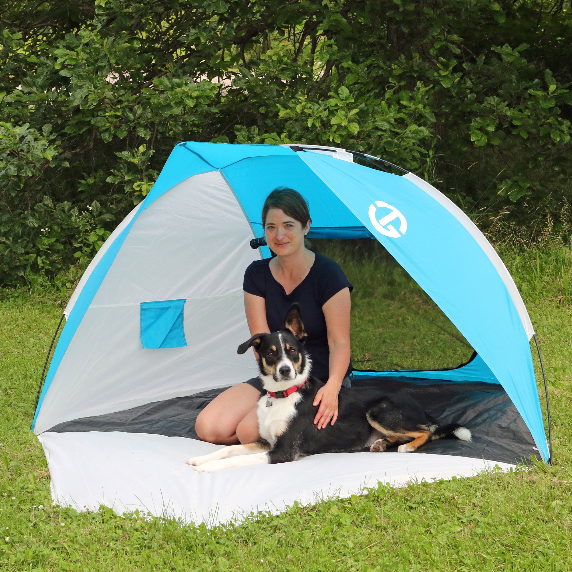Tahoe Gear Cruz Bay Summer Sun Shelter and Beach Shade Tent Canopy, Blue & White - VMInnovations